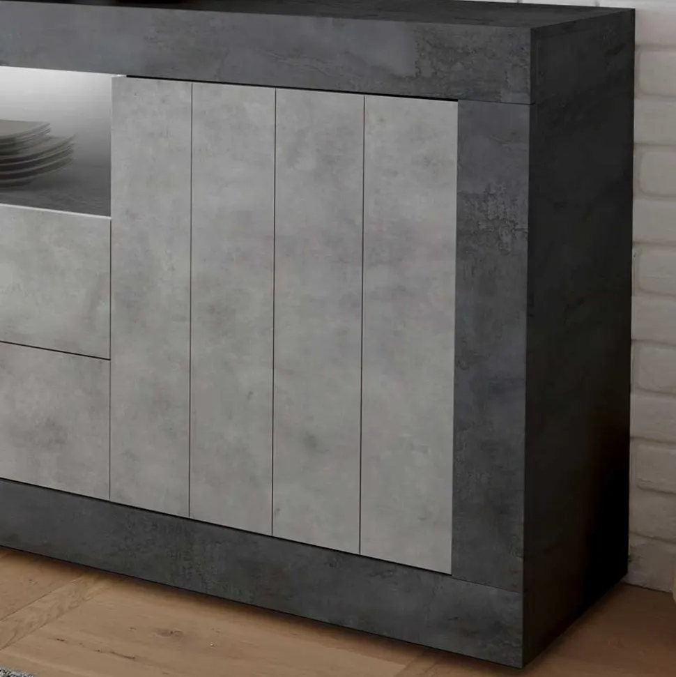 Modernes Sockel Sideboard in Beton Grau - Calla