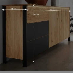Modernes Wildeiche Sideboard mit LED Licht - Viligrana