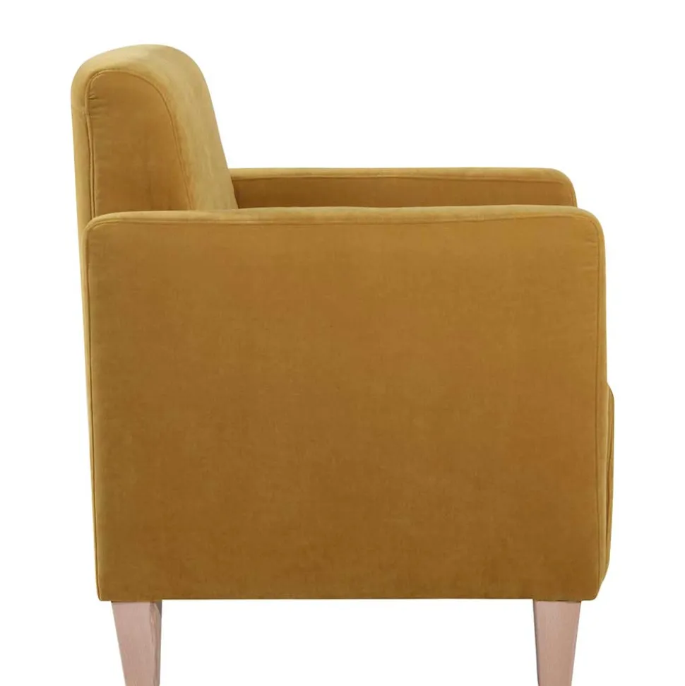 Modern-kantiger Sessel in Gelb und Buche - Crasting