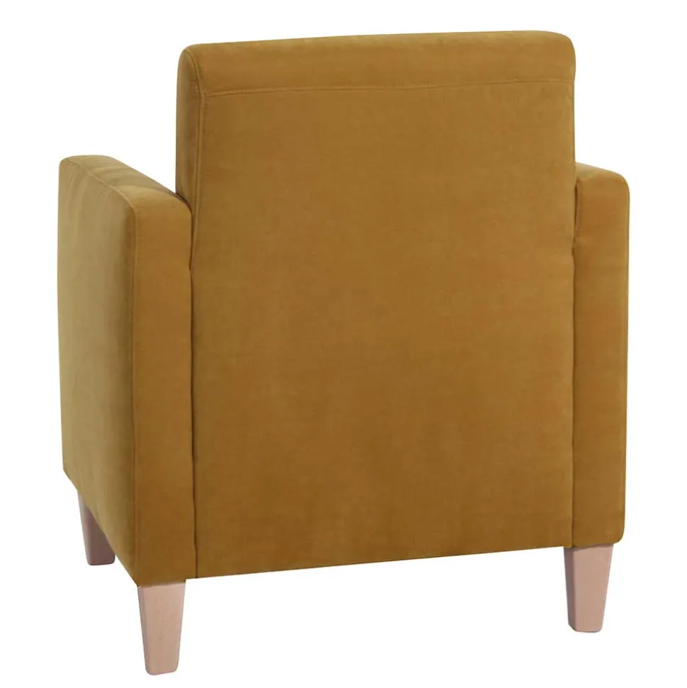 Modern-kantiger Sessel in Gelb und Buche - Crasting