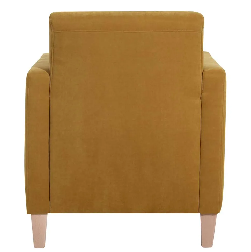 Modern-kantiger Sessel in Gelb und Buche - Crasting