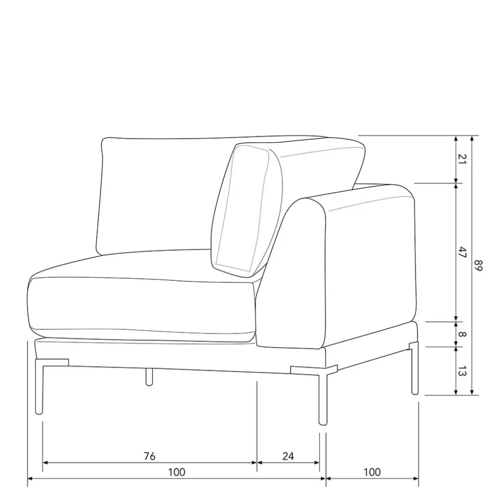 Modulares Sofa Eckelement in Hellgrau - Horedion