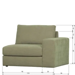 Modulcouch 2 Elemente Set in Graugrün - Perconia