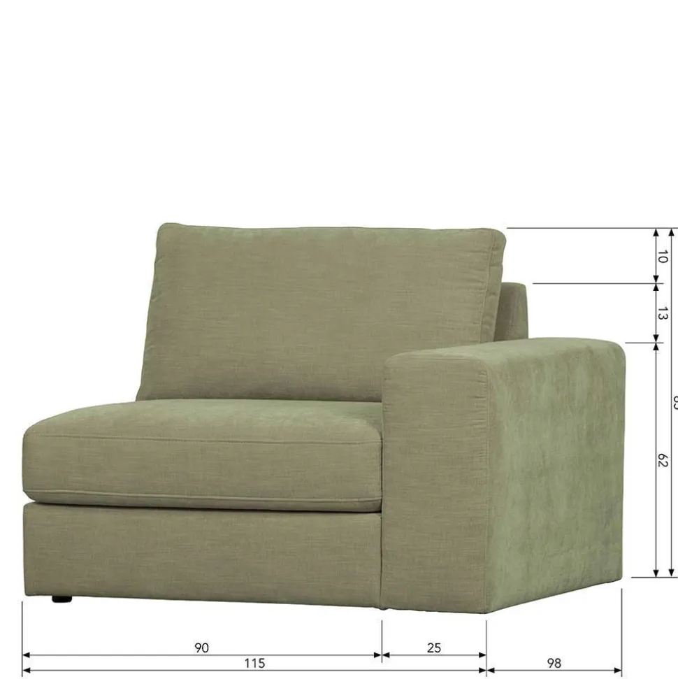 Modulcouch 2 Elemente Set in Graugrün - Perconia