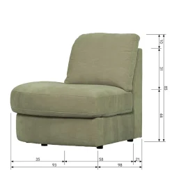 Modulcouch 2 Elemente Set in Graugrün - Perconia
