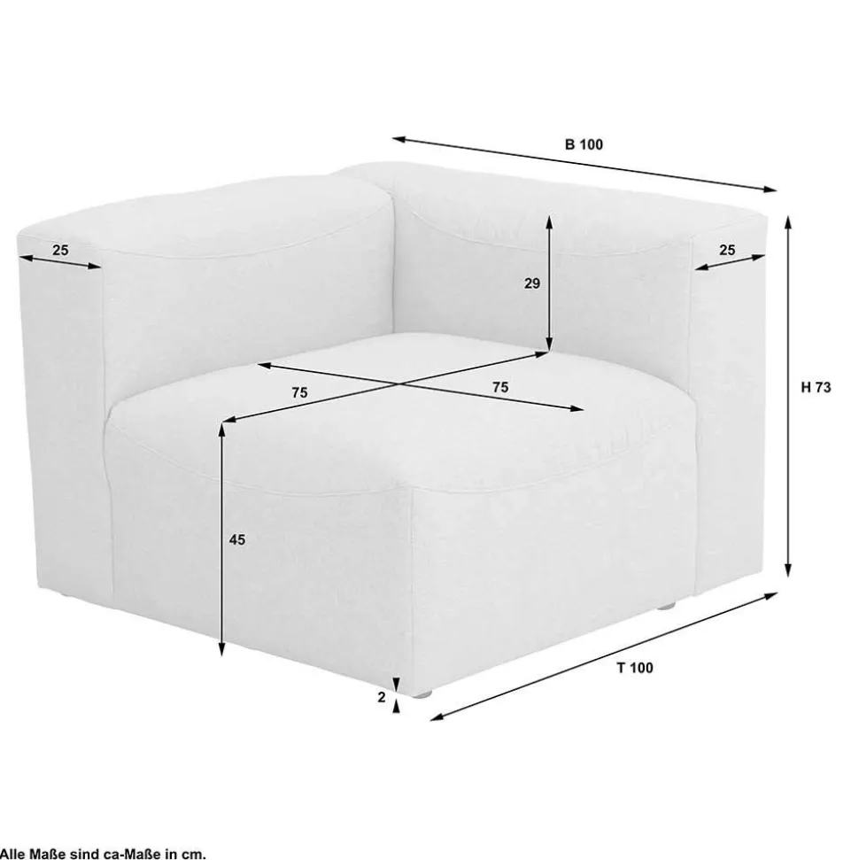Modulsofa Eckelement in Cremeweiß - Tembreno