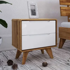 Nachttisch Kommode in Wildeiche & Weiß - Diesta