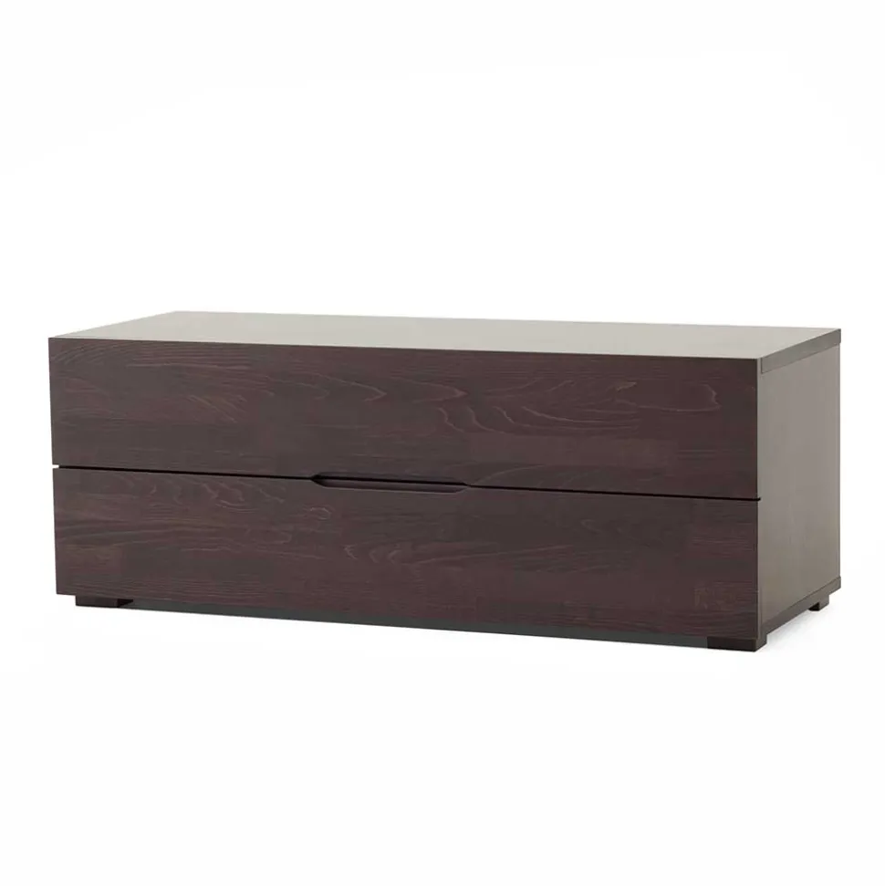 Niedrige Kommode in Wengefarben Adaja aus massiver Buche