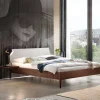 Nussbaum Doppelbett mit Stoff Kopfteil - Filippo