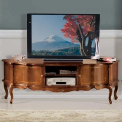 Nussbaum Furnier Wohnwand Barock Dentro 325cm breit (dreiteilig)