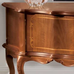 Nussbaum Furnier Wohnwand Barock Dentro 325cm breit (dreiteilig)