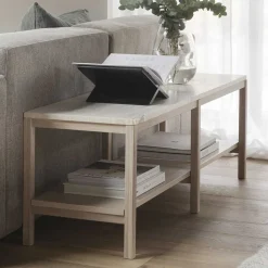 Offenes Lowboard Regal mit Travertin Deckplatte - Kentos