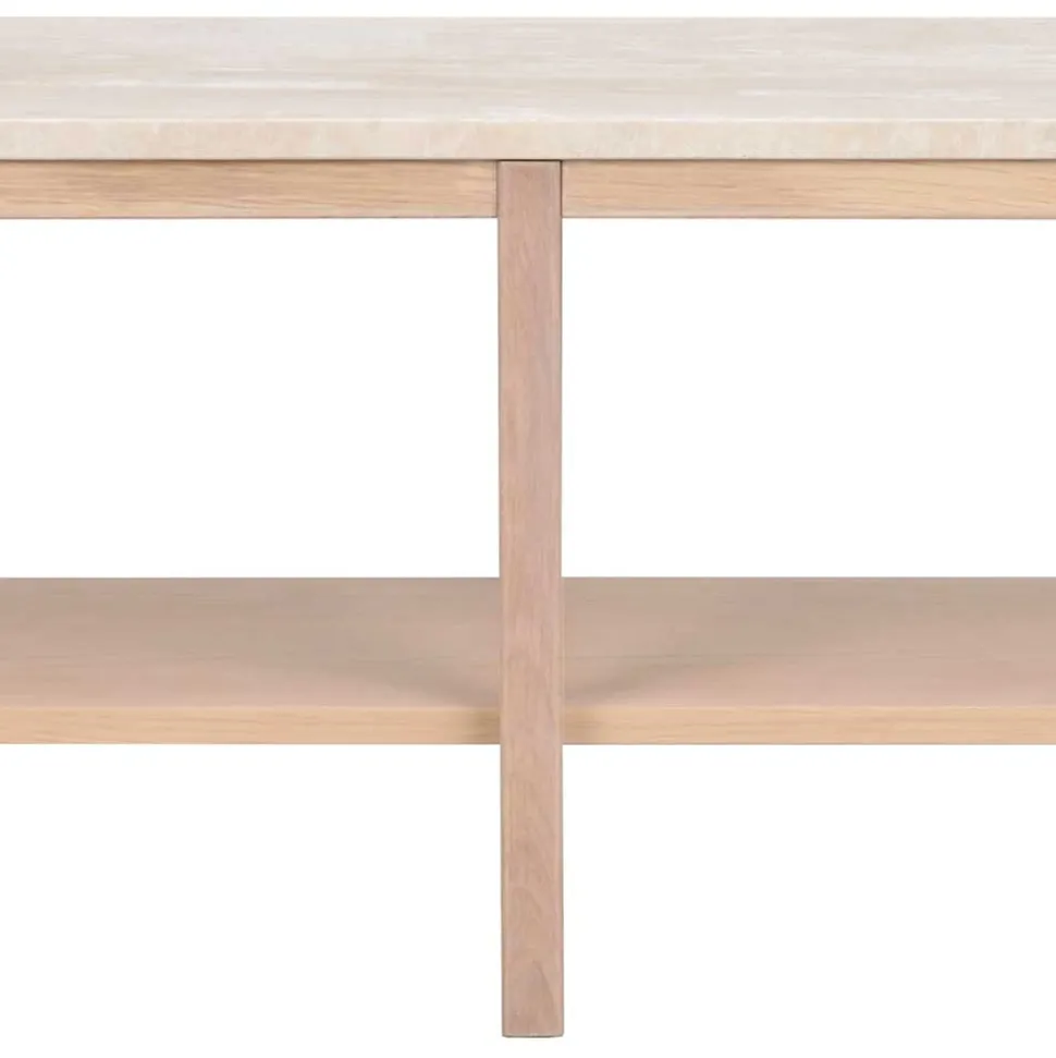 Offenes Lowboard Regal mit Travertin Deckplatte - Kentos