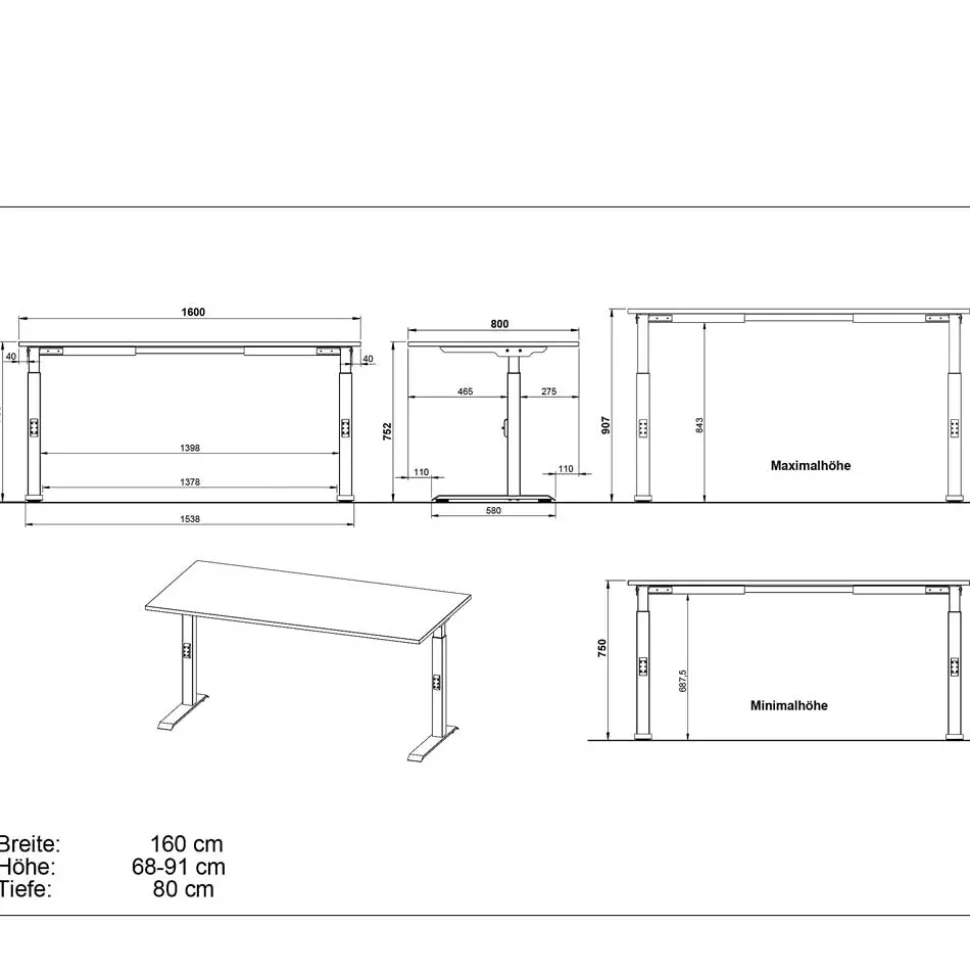 Officetisch mit Rollcontainer Set - Eture (zweiteilig)