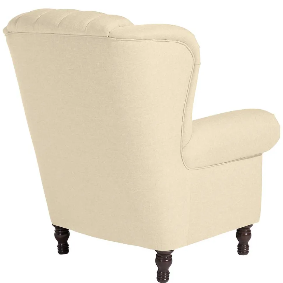 Ohrensessel in Beige und Nussbaum - Fakt