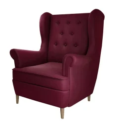 Ohrensessel in Bordeaux Rot Samt - Marquita