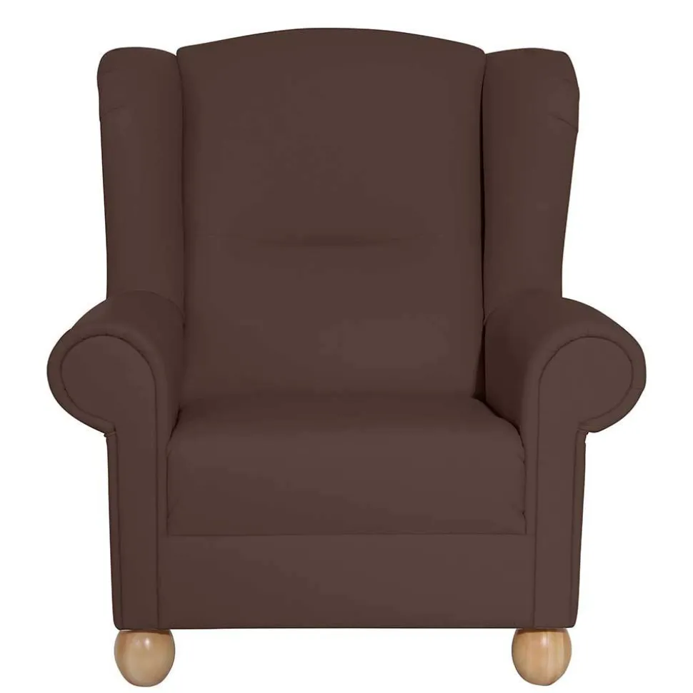Ohrensessel in Braun Kunstlederbezug - Zanoava
