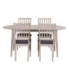 Ovaler Esstisch Eiche White Wash & 4 Stühle Pessoa mit Webstoff Grau (fünfteilig)