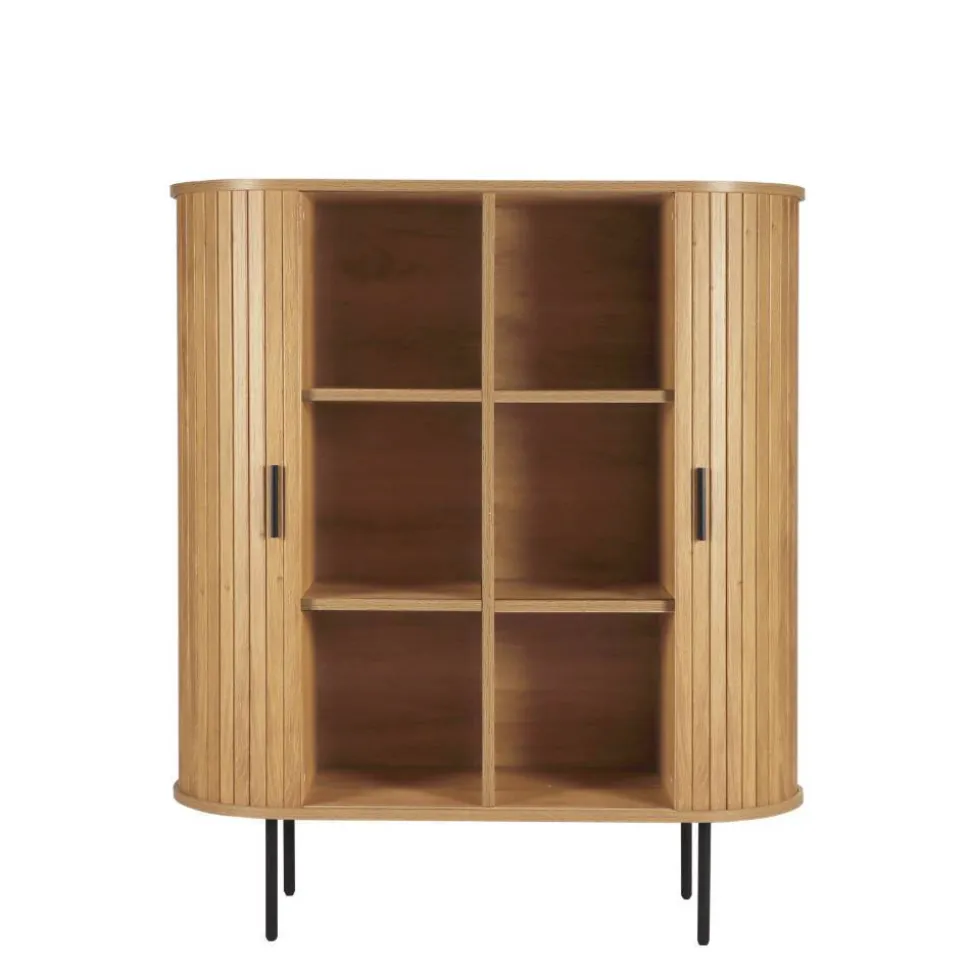 Ovales Skandi-Highboard mit Schiebetüren - Barnetta