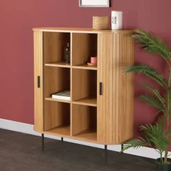 Ovales Skandi-Highboard mit Schiebetüren - Barnetta