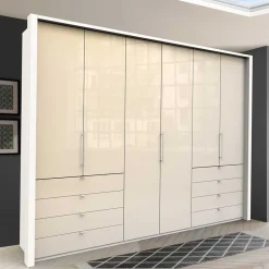 Panorama Kleiderschrank in Creme Glas - Zidarie