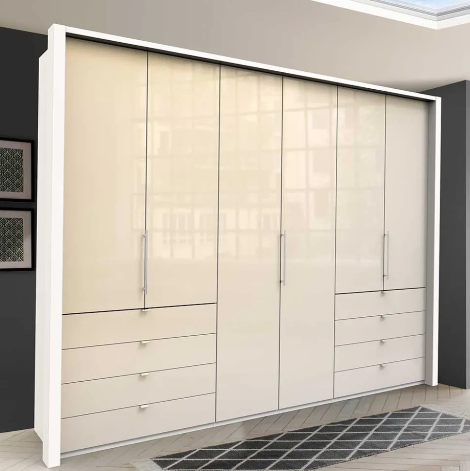 Panorama Kleiderschrank in Creme Glas - Zidarie