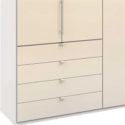 Panorama Kleiderschrank in Creme Glas - Zidarie