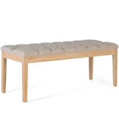 Polsterbank in Beige mit Holzgestell - Briana