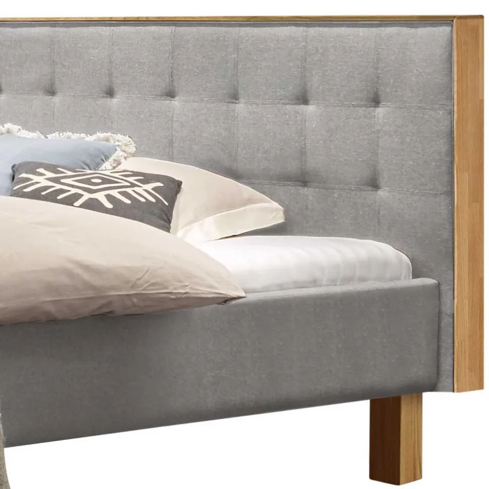 Polsterbett Doppelbett in Grau Stoff - Pays