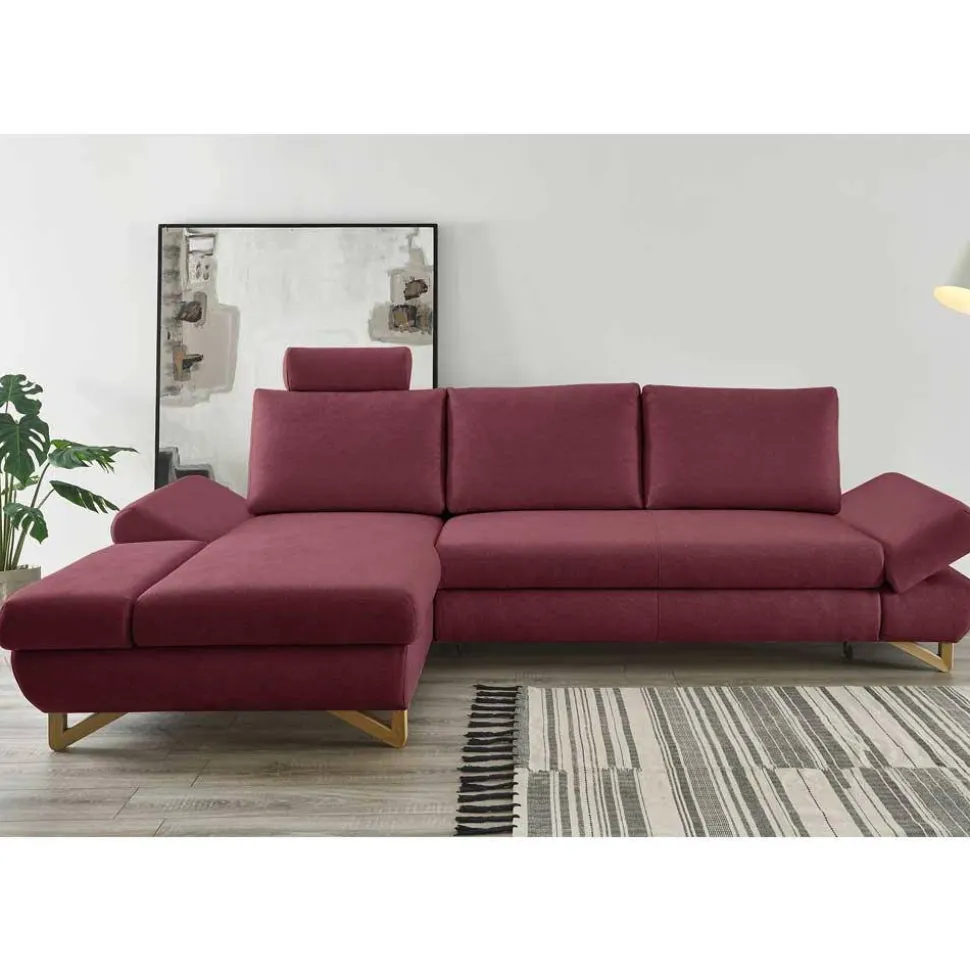 Polsterecke in Bordeaux Rot Velours - Baonga