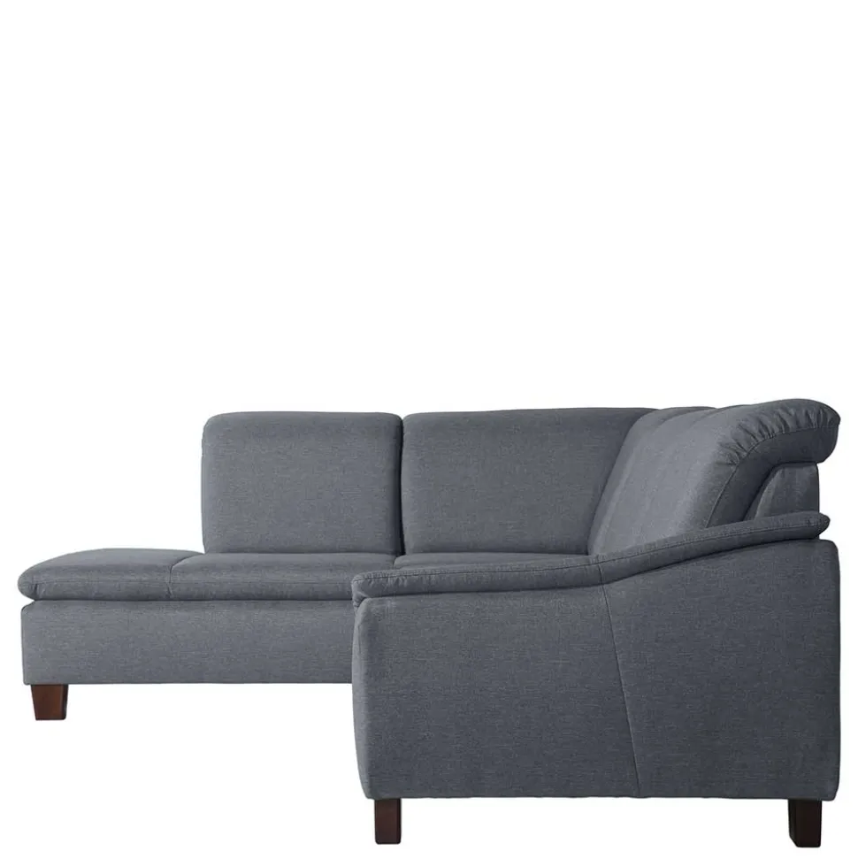 Polsterecke in Jeansblau mit Nussbaum - Ilea