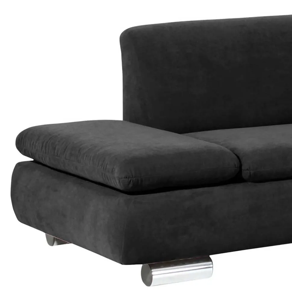 Polsterecke in Schwarz mit Chrom - Perleberg