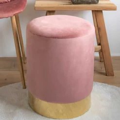 Polsterhocker in Rosa & Messingfarben - Ontentas