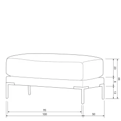 Polsterhocker in Taupe Stoff - 50x44x100 cm - Birte