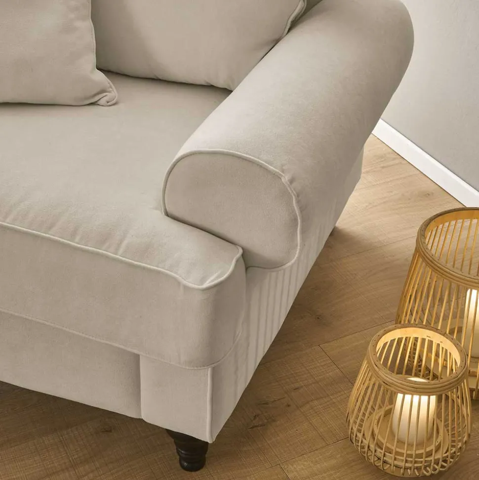 Polstersessel & Hocker in Beige - Merandes (zweiteilig)