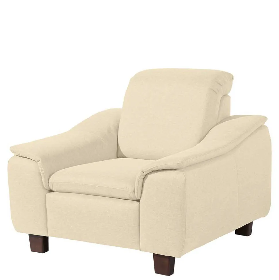 Polstersessel in Beige und Nussbaum Braun - Nando