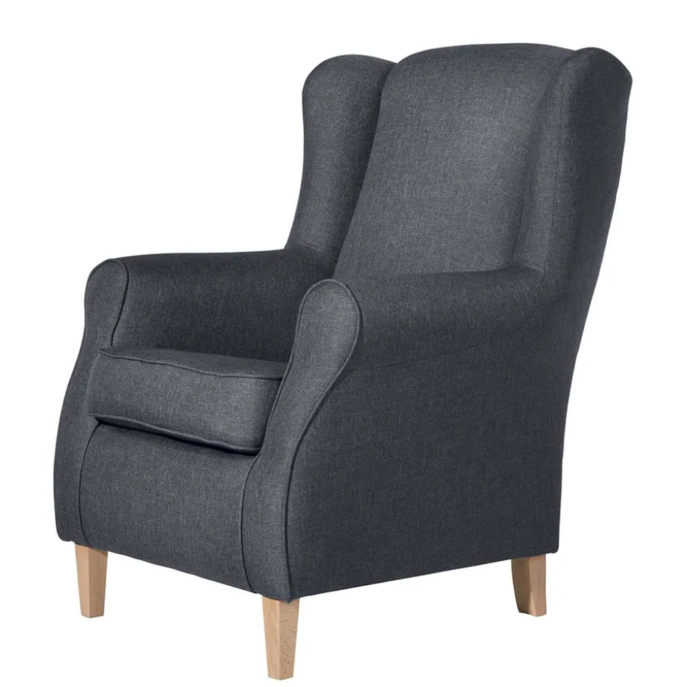 Polstersessel in Jeansblau und Buche - Patronia