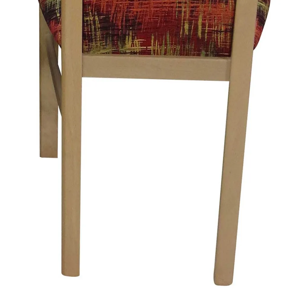 Polsterstuhl mit Stoff Rot gemustert Cora & Buchefarben (2er Set)