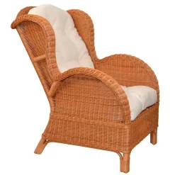 Rattansessel & Fußhocker Set - Nesaris (zweiteilig)
