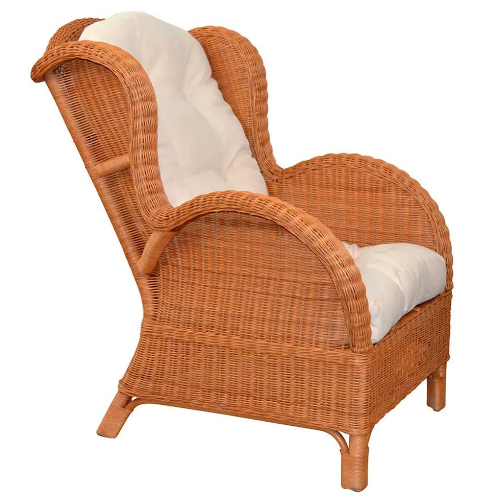 Rattansessel & Fußhocker Set - Nesaris (zweiteilig)