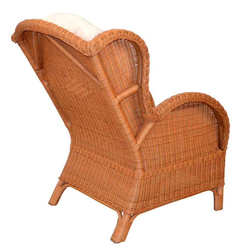 Rattansessel & Fußhocker Set - Nesaris (zweiteilig)