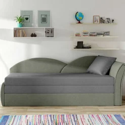 Recamiere Bettcouch in Hellgrau und Grau - Seymour