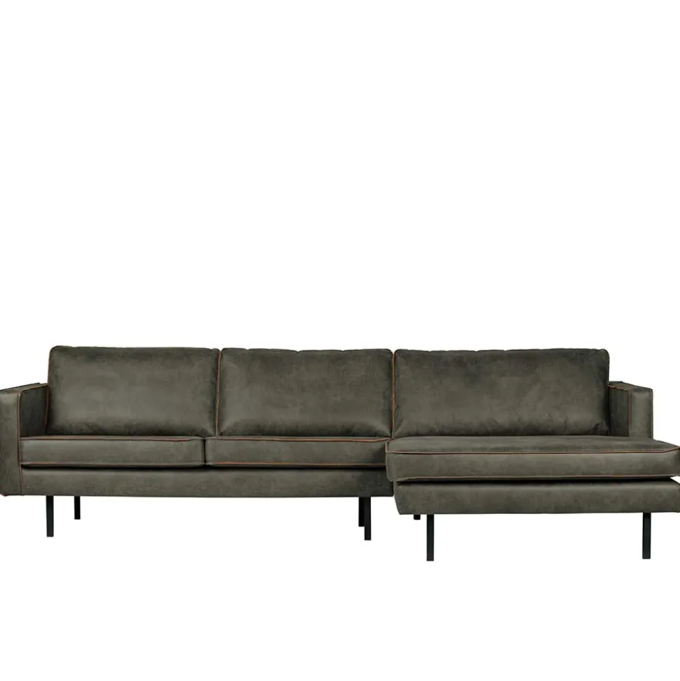 Recyclingleder Sofaecke in Oliv Grün - Laconca