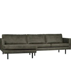 Recyclingleder Sofaecke in Oliv Grün - Laconca