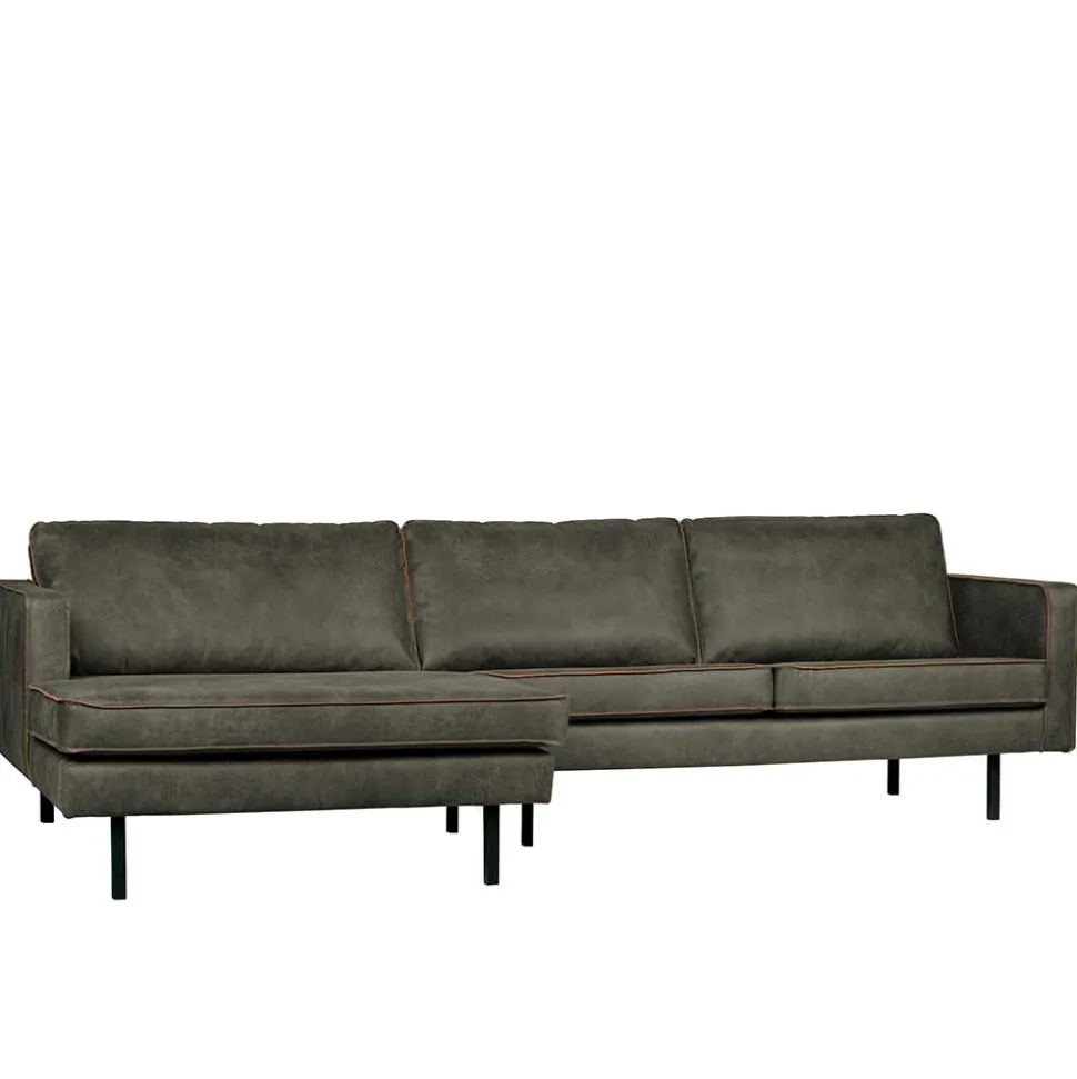 Recyclingleder Sofaecke in Oliv Grün - Laconca
