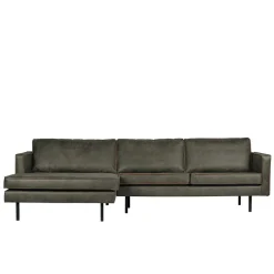 Recyclingleder Sofaecke in Oliv Grün - Laconca