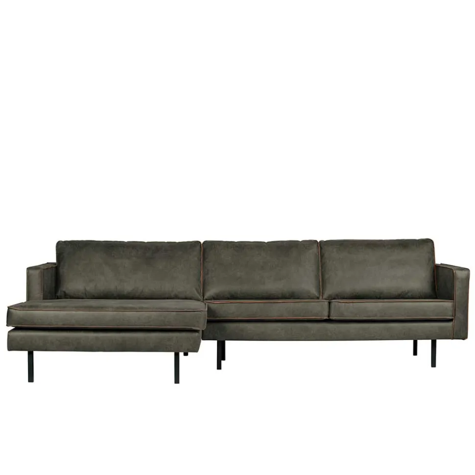 Recyclingleder Sofaecke in Oliv Grün - Laconca