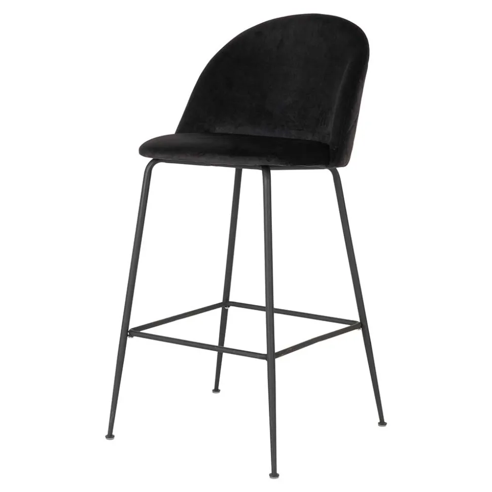 Retro Barstühle aus schwarzem Samt - Baltimoore (2er Set)