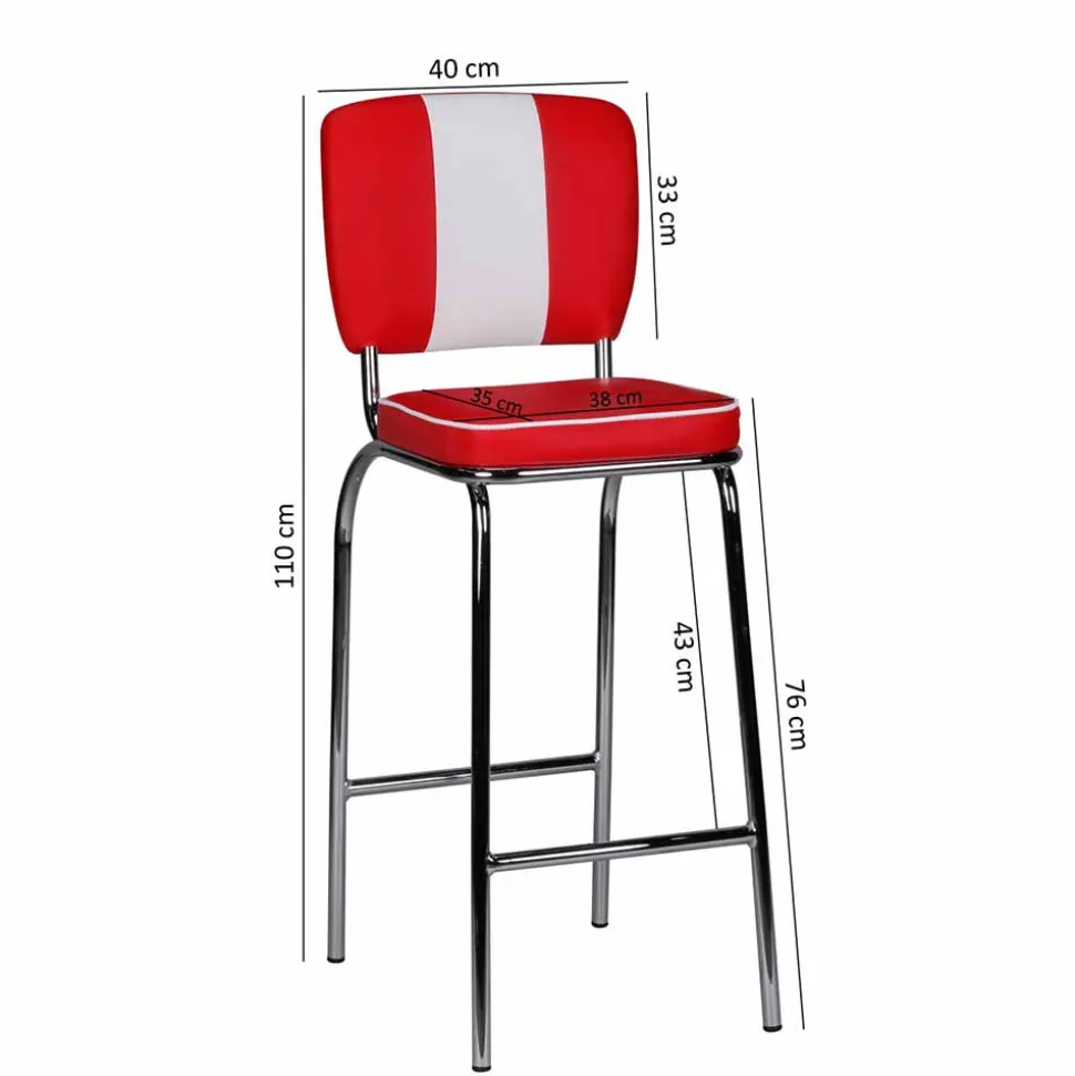 Retro Barstuhl Reflecta in Rot und Weiß