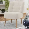 Retro Cocktailsessel in Beige und Buche - Cranzo